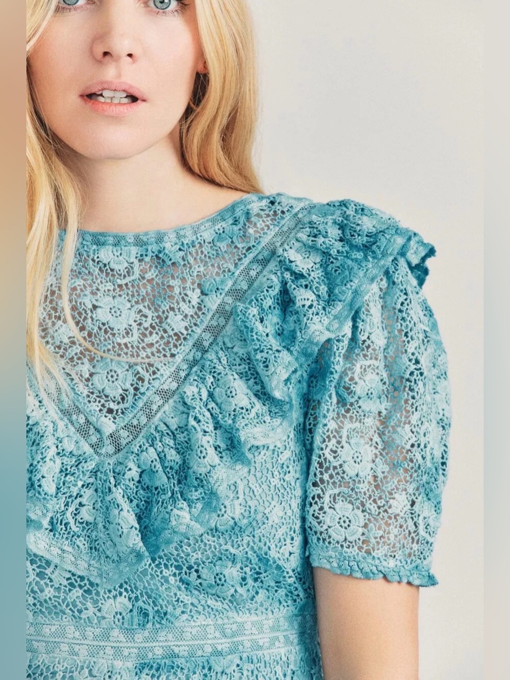 LoveShackFancy Kalani Lace Dress Deep Sea Indigo Size 4 - Picture 2 of 10